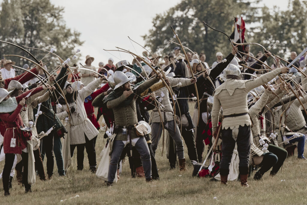 Brennendes Lager des Deutschen Ordens bei der Nachstellung der Schlacht bei Grunwald
