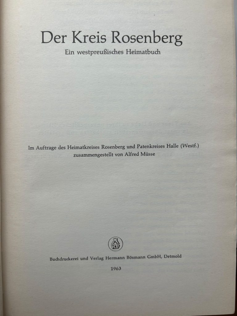 Geschichte von Trupel – Titelseite des Buches Der Kreis Rosenberg aus dem Jahr 1963